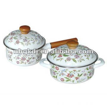 enamel saucepan sets with bakelite handle and metal lid